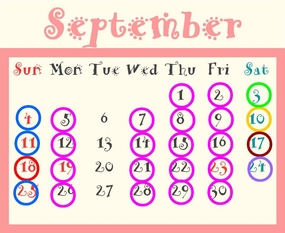 9月ブライダルカレンダー